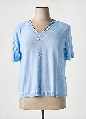 Pull coupe cintrée manches courtes bleu MINO MORA femme