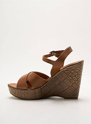 Sandales/nu pieds matière lisse talon de 7 à 9cm marron REQINS femme