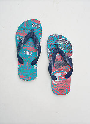 Tongs tissage satiné bout ouvert bleu HAVAIANAS garcon