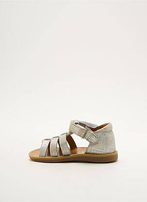 Sandales/nu pieds tissage métallisé bout ouvert argent POM D'API fille