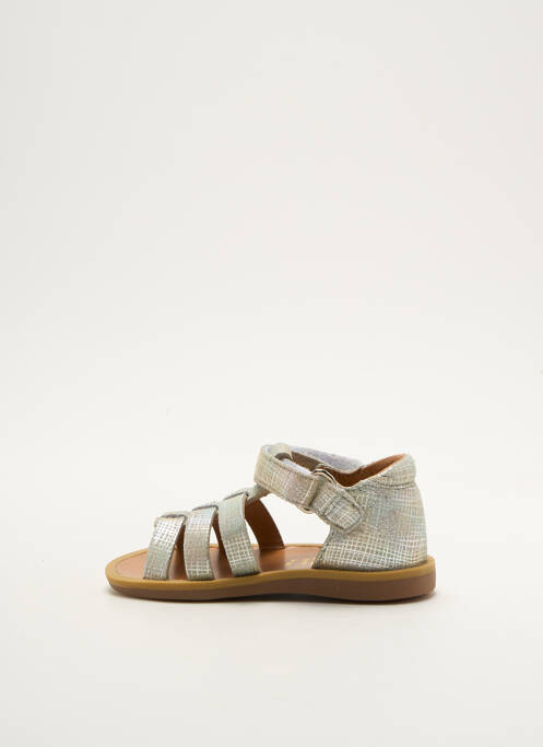 Sandales/nu pieds tissage métallisé bout ouvert argent POM D'API fille