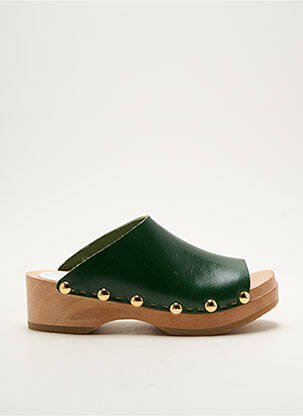 Mules/sabots tissage satiné semi compensé vert YOUYOU fille