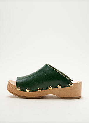Mules/sabots tissage satiné semi compensé vert YOUYOU fille