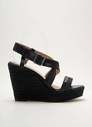 Espadrilles tissage satiné talon haut de 10cm et plus noir CASSIS COTE D'AZUR femme
