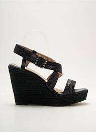 Espadrilles tissage satiné talon haut de 10cm et plus noir CASSIS COTE D'AZUR femme