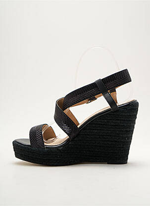 Espadrilles tissage satiné talon haut de 10cm et plus noir CASSIS COTE D'AZUR femme
