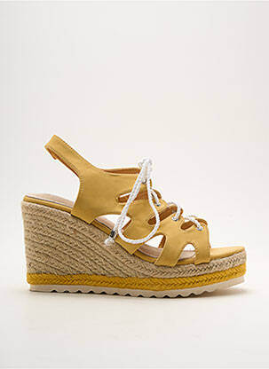 Espadrilles fermeture lacets talon haut de 10cm et plus jaune CASSIS COTE D'AZUR femme