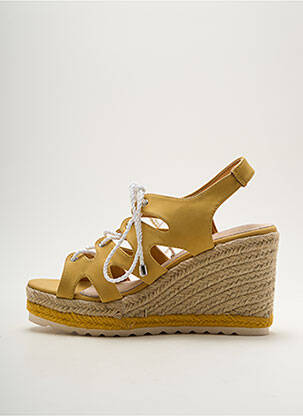 Espadrilles fermeture lacets talon haut de 10cm et plus jaune CASSIS COTE D'AZUR femme
