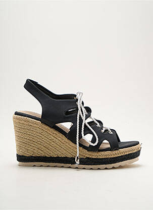 Espadrilles fermeture lacets talon haut de 10cm et plus noir CASSIS COTE D'AZUR femme