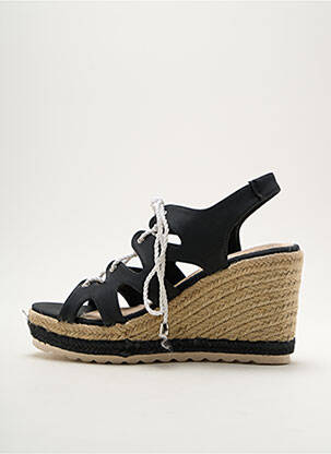 Espadrilles fermeture lacets talon haut de 10cm et plus noir CASSIS COTE D'AZUR femme