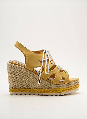 Espadrilles fermeture lacets talon haut de 10cm et plus jaune CASSIS COTE D'AZUR femme