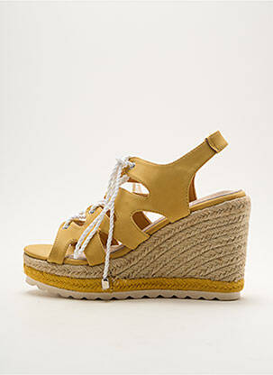 Espadrilles fermeture lacets talon haut de 10cm et plus jaune CASSIS COTE D'AZUR femme