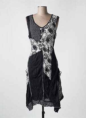 Robe mi-longue imprimé fantaisie sans manche noir PURPLEROSE femme