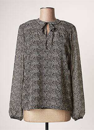 Blouse légère et transparente manches longues noir GEISHA femme