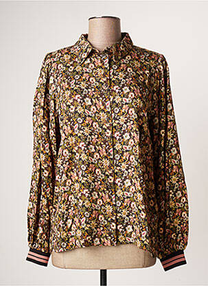 Chemisier imprimé fleurs manches longues marron GEISHA femme