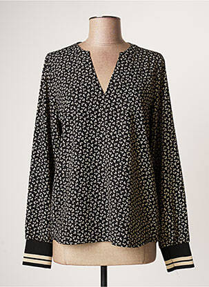 Blouse imprimé fleurs manches longues noir GEISHA femme
