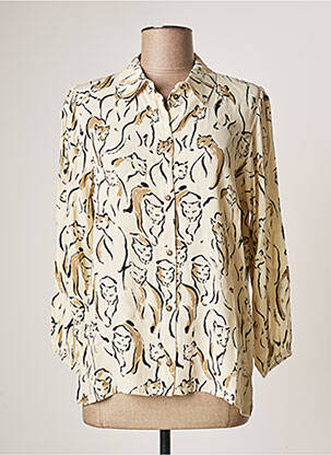 Chemisier tissage crêpe manches longues beige GEISHA femme