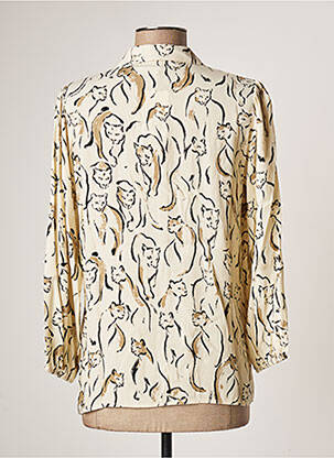 Chemisier tissage crêpe manches longues beige GEISHA femme
