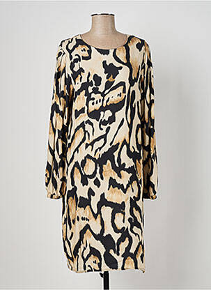 Robe mi-longue manches longues manches longues beige GEISHA femme