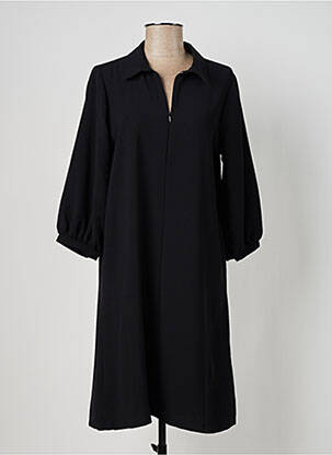 Robe mi-longue manches longues manches longues noir GEISHA femme