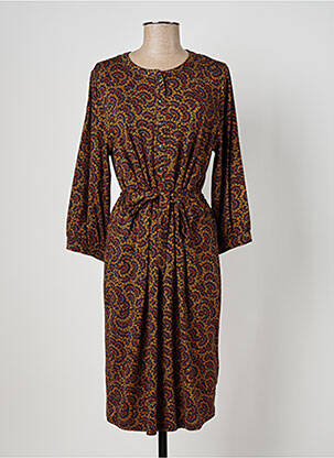 Robe mi-longue manches 3/4 manches 3/4 marron GEISHA femme