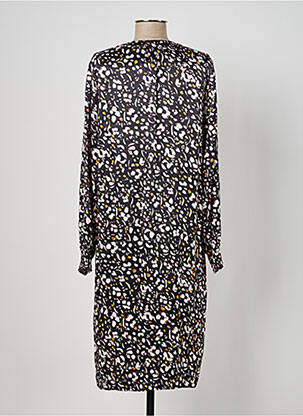 Robe mi-longue imprimé fantaisie manches longues noir GEISHA femme