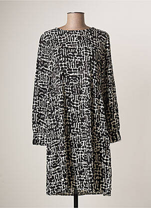 Robe mi-longue imprimé fantaisie manches longues noir STREET ONE femme