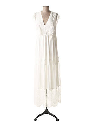 Robe longue manches courtes manches courtes blanc JUS D'ORANGE femme