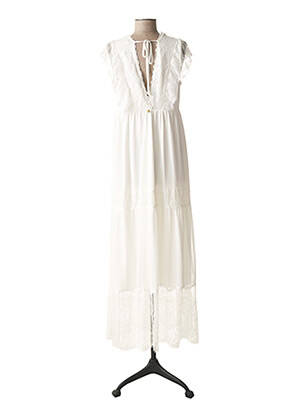 Robe longue manches courtes manches courtes blanc JUS D'ORANGE femme