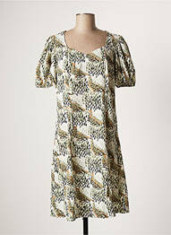 Robe mi-longue coupe fluide manches courtes vert GEISHA femme