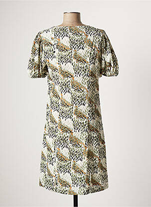 Robe mi-longue coupe fluide manches courtes vert GEISHA femme