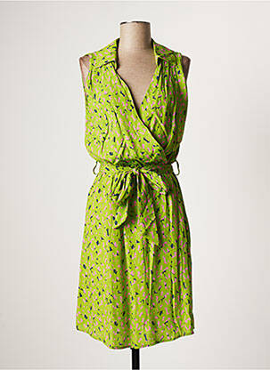 Robe mi-longue coupe fluide sans manche vert AMELIE & AMELIE femme