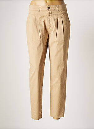 Pantalon 7/8 tissage popeline taille normale beige GEISHA femme