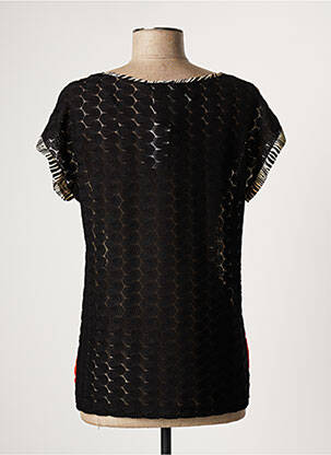 Top tissage crêpe manches courtes noir GEISHA femme