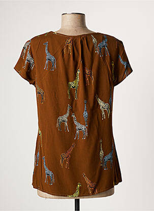 Blouse manches courtes manches courtes marron GEISHA femme