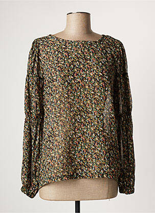 Blouse légère et transparente manches longues vert GEISHA femme