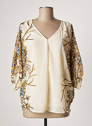 Blouse légère et transparente manches 3/4 beige JUS D'ORANGE femme