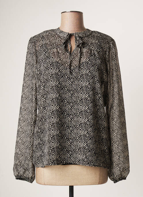 Blouse légère et transparente manches longues noir GEISHA femme