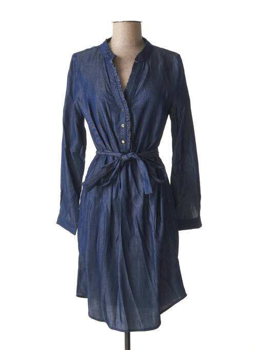 Robe mi-longue manches longues manches longues bleu JUS D'ORANGE femme