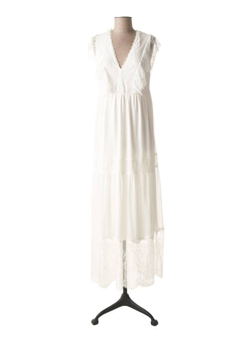 Robe longue manches courtes manches courtes blanc JUS D'ORANGE femme