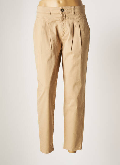 Pantalon 7/8 taille à pinces taille normale beige GEISHA femme