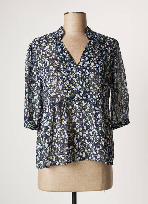 Blouse imprimé fleurs manches courtes bleu CHATTAWAK femme