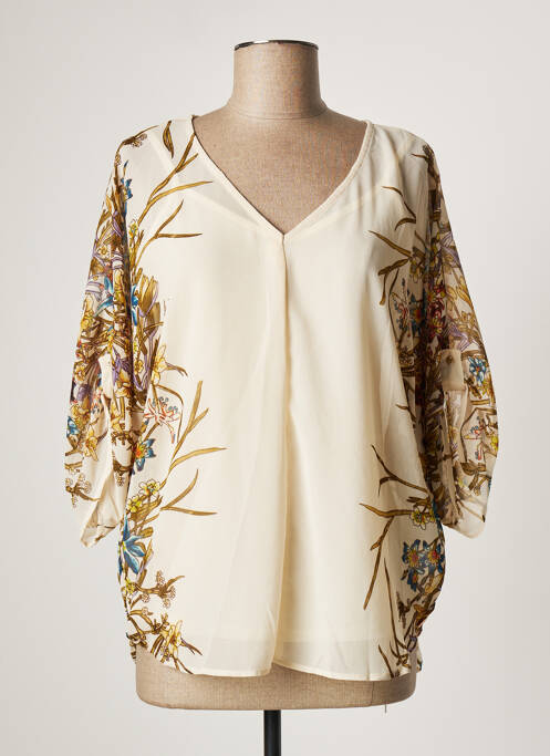 Blouse légère et transparente manches 3/4 beige JUS D'ORANGE femme