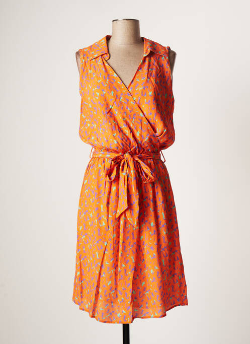 Robe mi-longue coupe fluide sans manche orange AMELIE & AMELIE femme