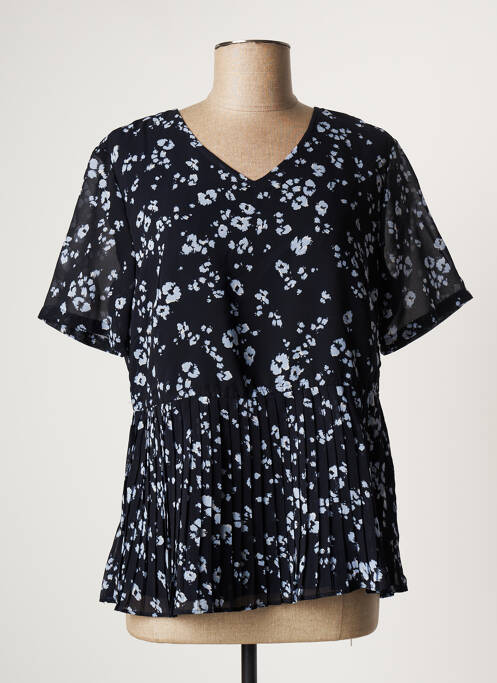 Blouse imprimé fleurs manches courtes bleu BRANDTEX femme