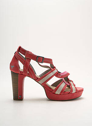 Sandales/nu pieds matière lisse talon de 7 à 9cm rouge MUSTANG femme