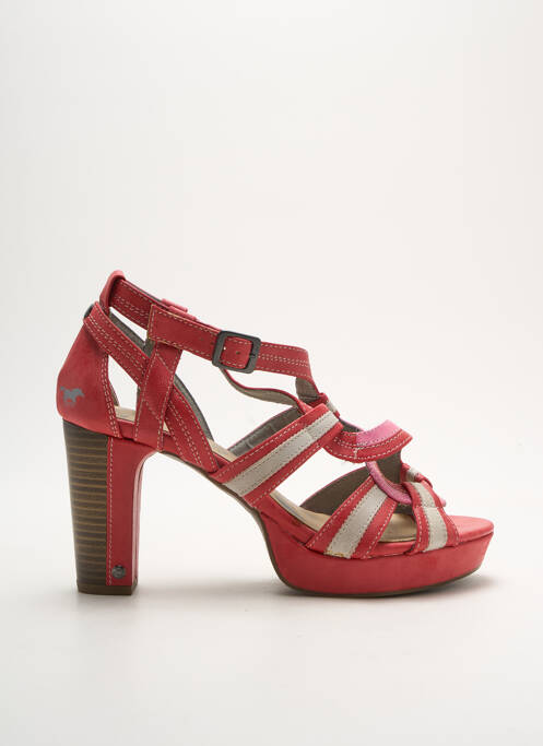 Sandales/nu pieds matière lisse talon de 7 à 9cm rouge MUSTANG femme