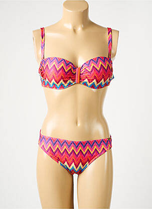 Maillot de bain 2 pièces stretch haut bandeau rouge SUNFLAIR femme