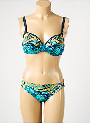 Maillot de bain 2 pièces stretch haut soutien-gorge moulé bleu SUNFLAIR femme