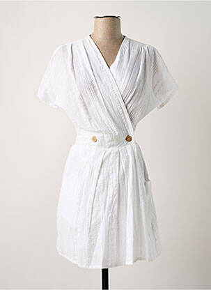 Robe mi-longue manches courtes manches courtes blanc BIZANCE femme